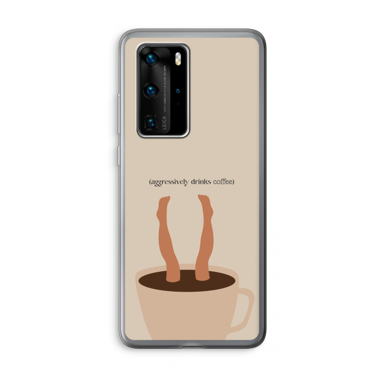 Aggressively drinks coffee: Huawei P40 Pro Transparant Hoesje