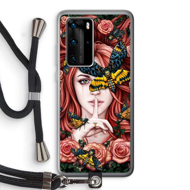 Lady Moth: Huawei P40 Pro Transparant Hoesje met koord