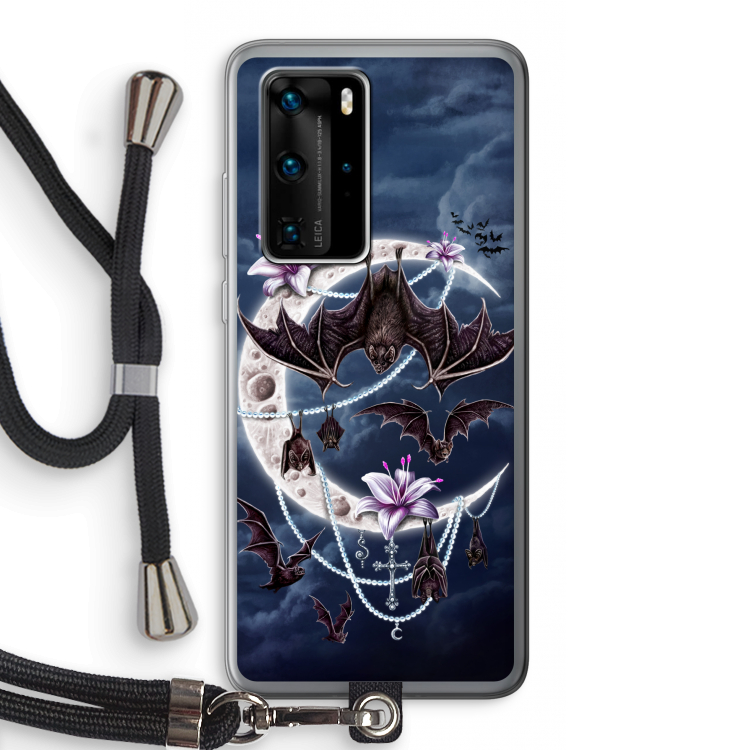 Vleermuizen Maan: Huawei P40 Pro Transparant Hoesje met koord