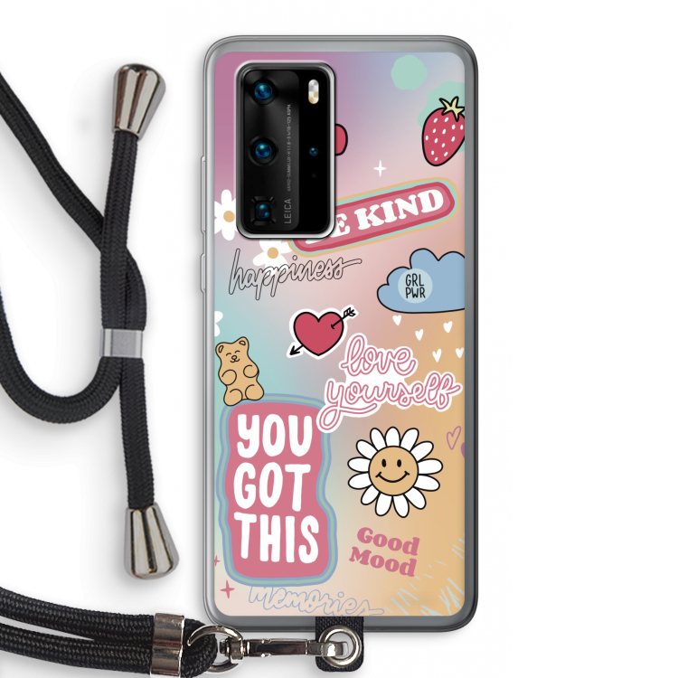 Positivity: Huawei P40 Pro Transparant Hoesje met koord