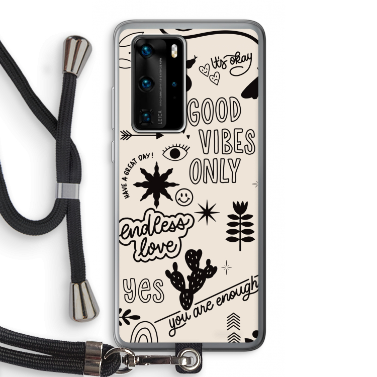 Good vibes: Huawei P40 Pro Transparant Hoesje met koord