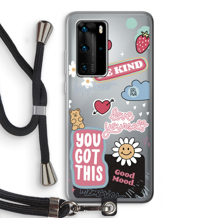 Positivity: Huawei P40 Pro Transparant Hoesje met koord