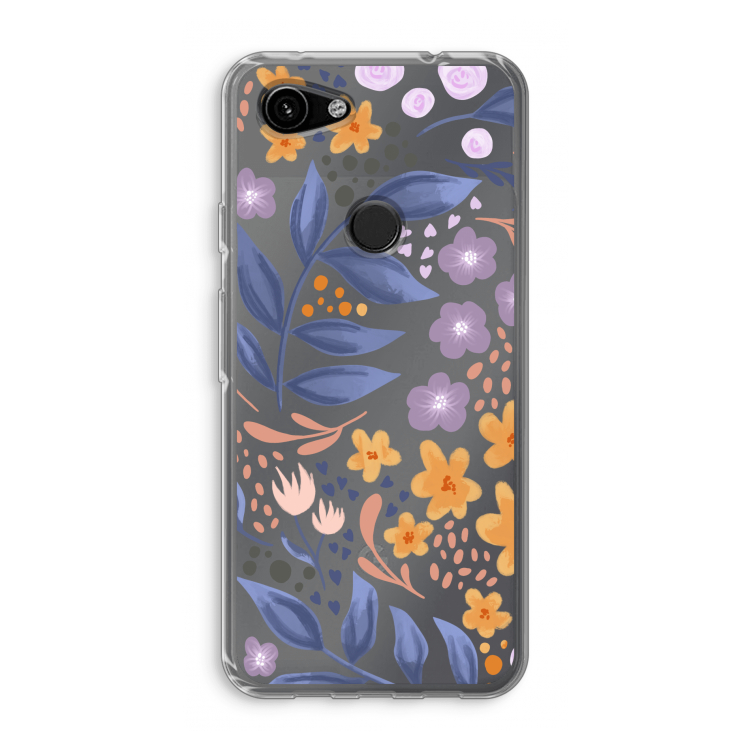 Flowers with blue leaves: Google Pixel 3a Transparant Hoesje