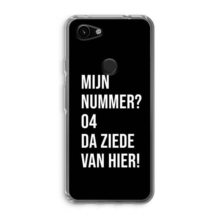 Da ziede van hier - Zwart: Google Pixel 3a Transparant Hoesje