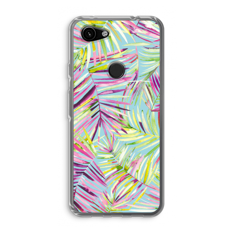 Tropical Palms Blue: Google Pixel 3a Transparant Hoesje