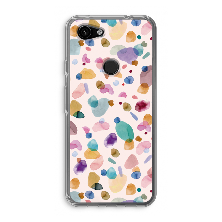 Terrazzo Memphis Pink: Google Pixel 3a Transparant Hoesje