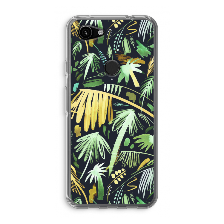 Tropical Palms Dark: Google Pixel 3a Transparant Hoesje