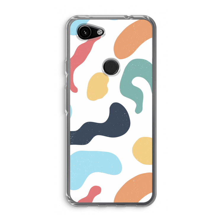 Memphis Shapes Blue: Google Pixel 3a Transparant Hoesje