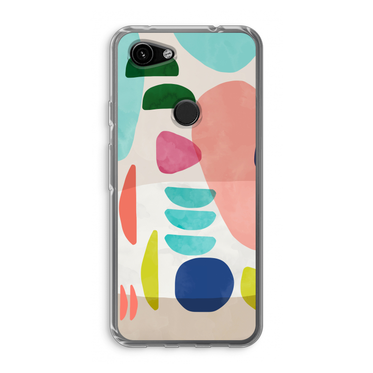 Bold Rounded Shapes: Google Pixel 3a Transparant Hoesje