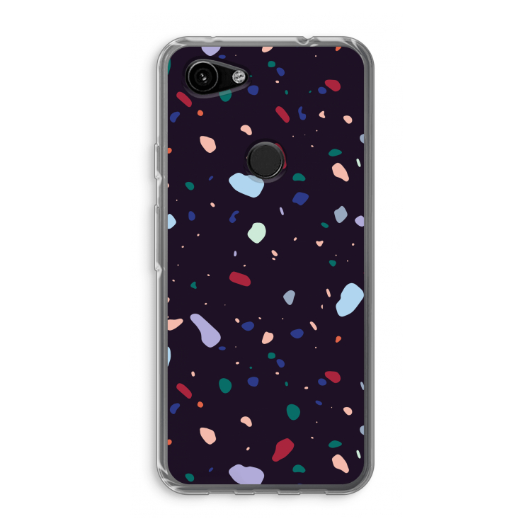 Dark Rounded Terrazzo: Google Pixel 3a Transparant Hoesje