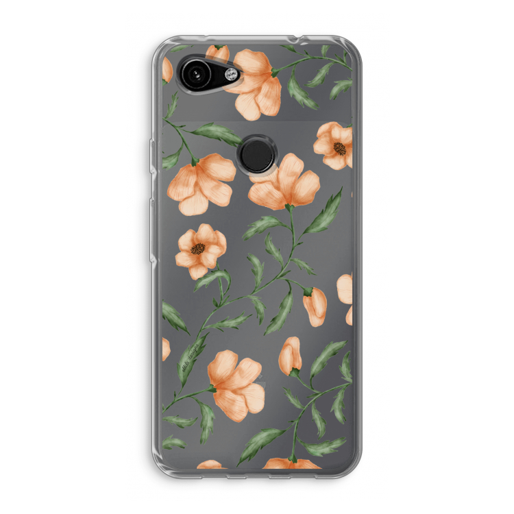 Peachy flowers: Google Pixel 3a Transparant Hoesje
