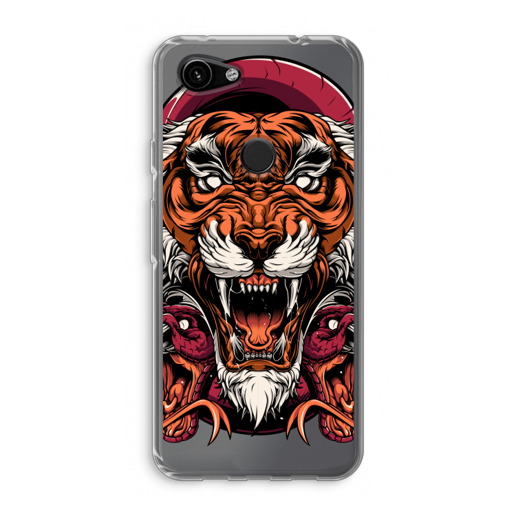 Tiger and Rattlesnakes: Google Pixel 3a Transparant Hoesje