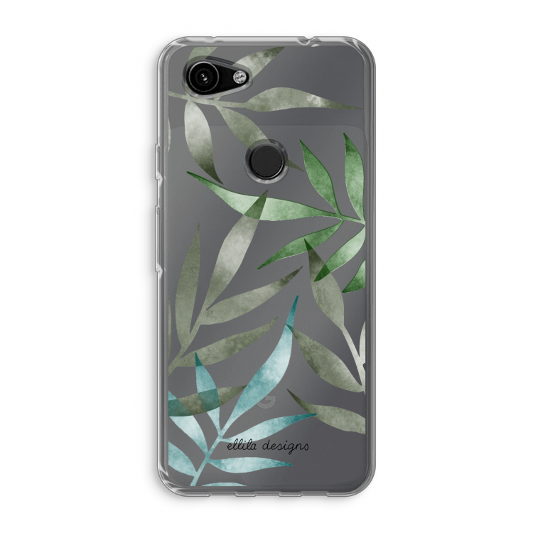 Tropical watercolor leaves: Google Pixel 3a Transparant Hoesje