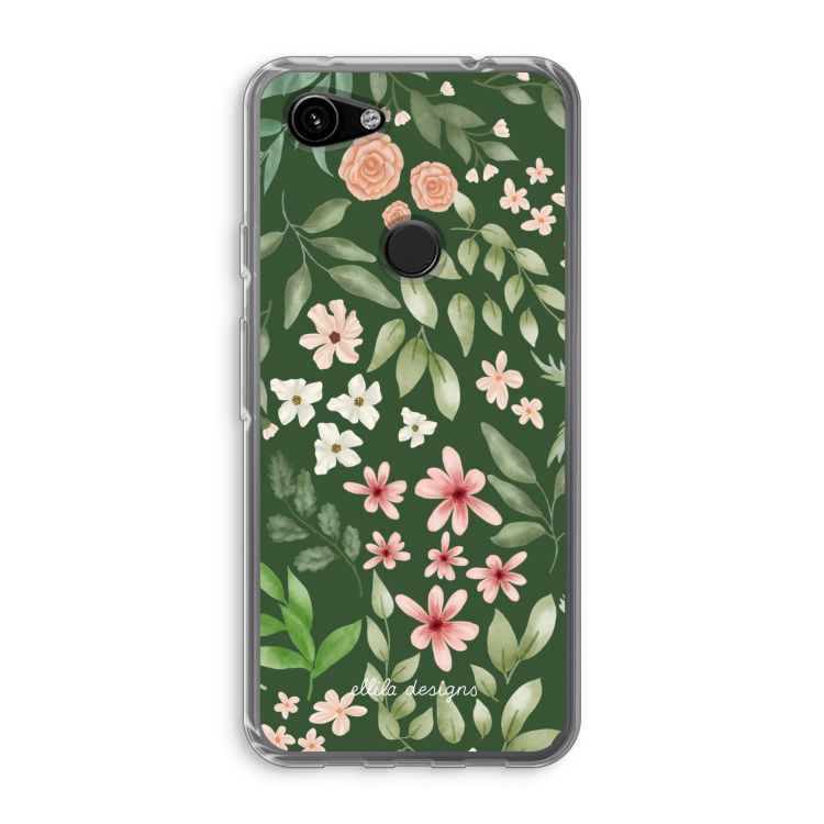 Botanical green sweet flower heaven: Google Pixel 3a Transparant Hoesje