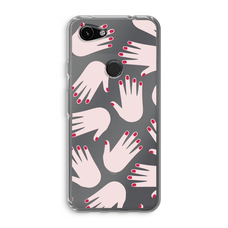 Hands pink: Google Pixel 3a Transparant Hoesje