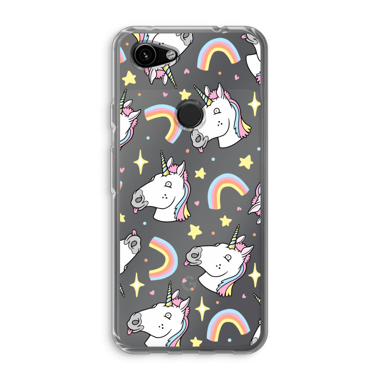 Rainbow Unicorn: Google Pixel 3a Transparant Hoesje