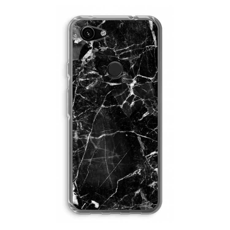 Zwart Marmer 2: Google Pixel 3a Transparant Hoesje