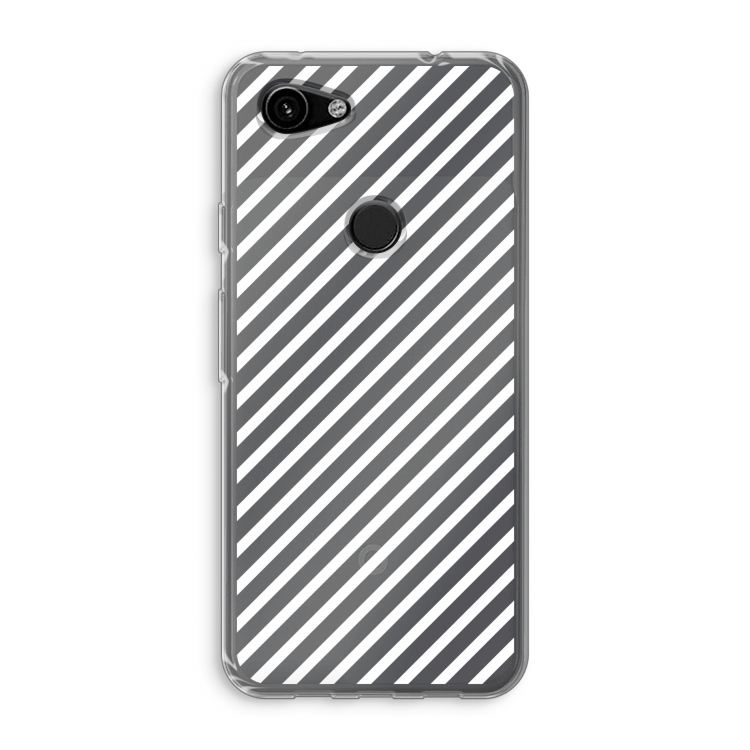 Strepen zwart-wit: Google Pixel 3a Transparant Hoesje