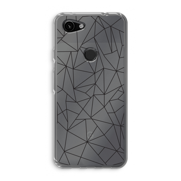 Geometrische lijnen zwart: Google Pixel 3a Transparant Hoesje