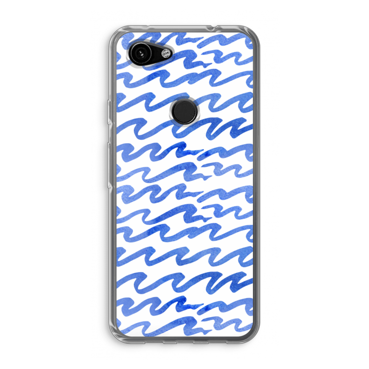 Blauwe golven: Google Pixel 3a Transparant Hoesje