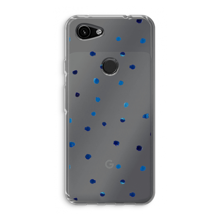 Blauwe stippen: Google Pixel 3a Transparant Hoesje