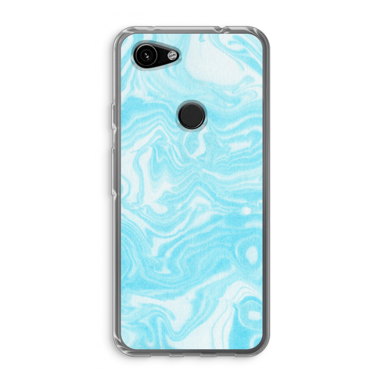 Waterverf blauw: Google Pixel 3a Transparant Hoesje