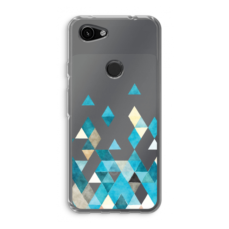 Gekleurde driehoekjes blauw: Google Pixel 3a Transparant Hoesje
