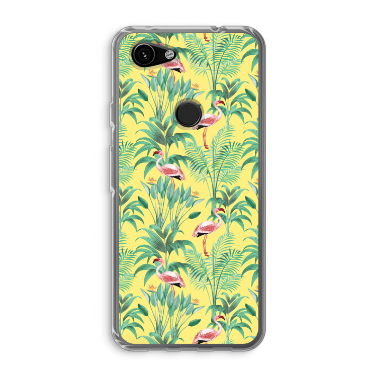 Flamingo party: Google Pixel 3a Transparant Hoesje