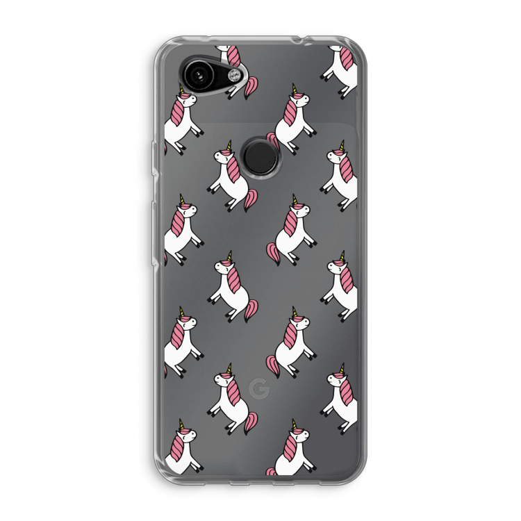 Eenhoorns overal: Google Pixel 3a Transparant Hoesje