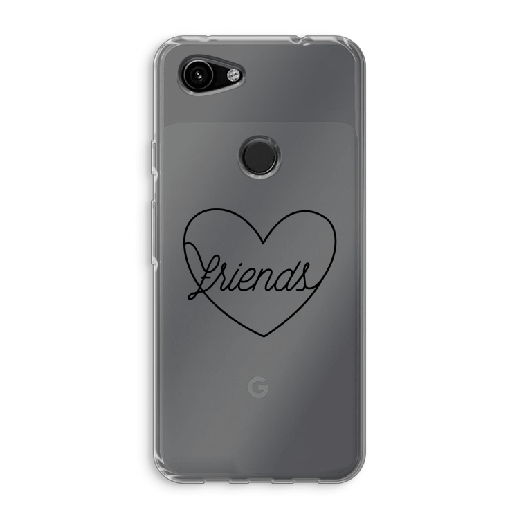 Friends heart black: Google Pixel 3a Transparant Hoesje