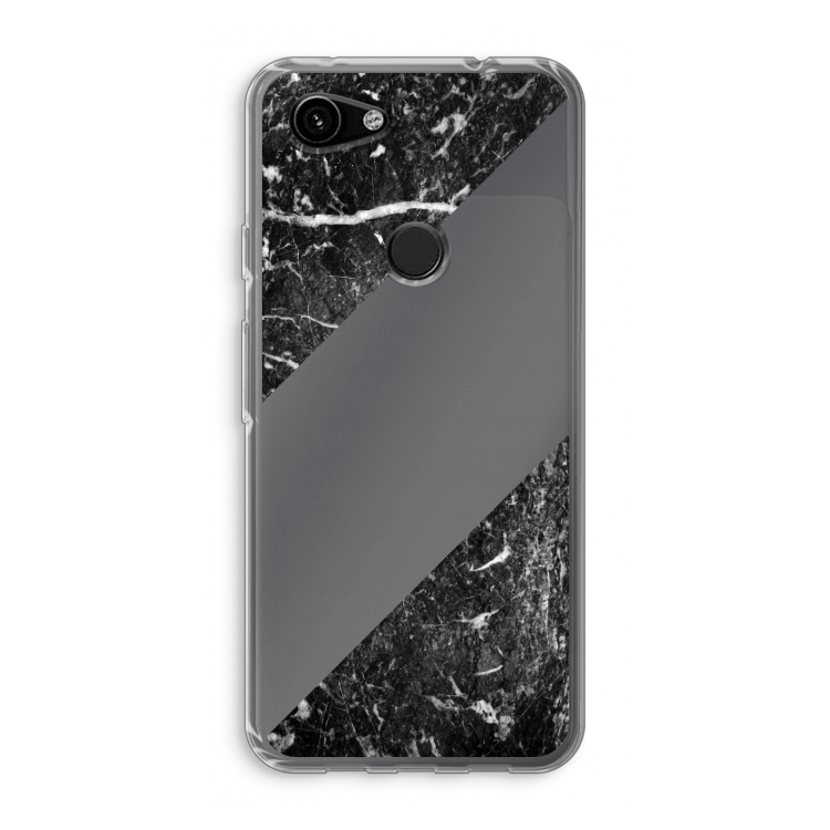 Zwart marmer: Google Pixel 3a Transparant Hoesje