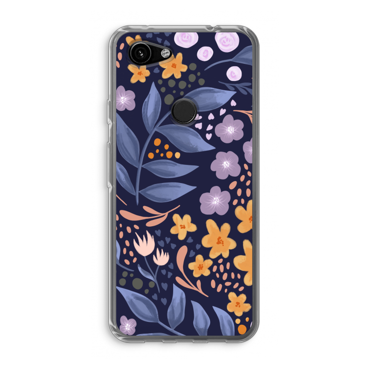 Flowers with blue leaves: Google Pixel 3a Transparant Hoesje