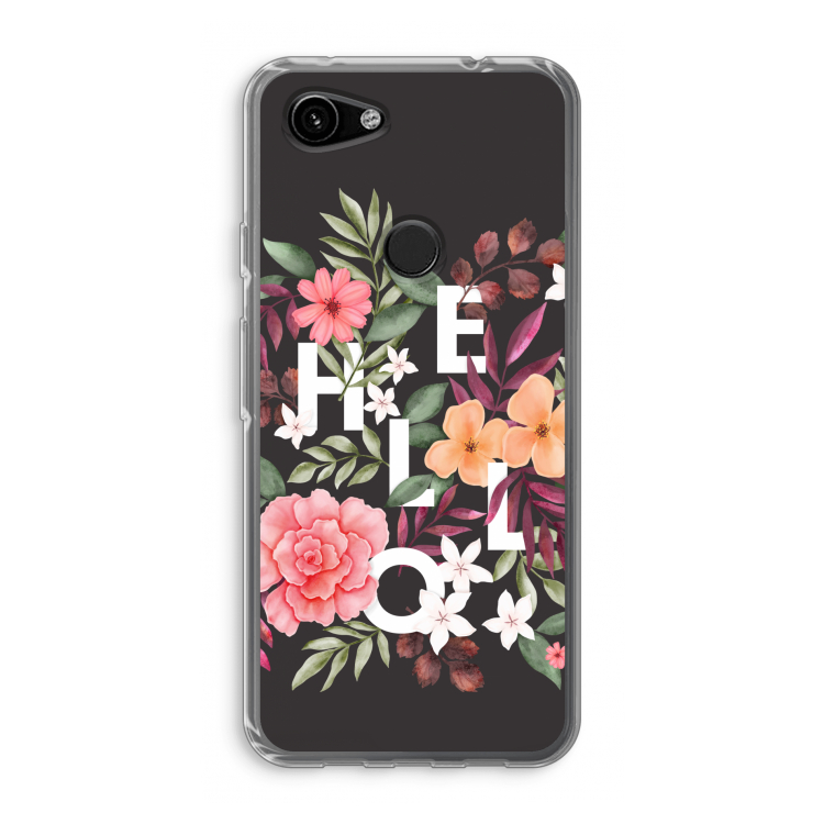 Hello in flowers: Google Pixel 3a Transparant Hoesje