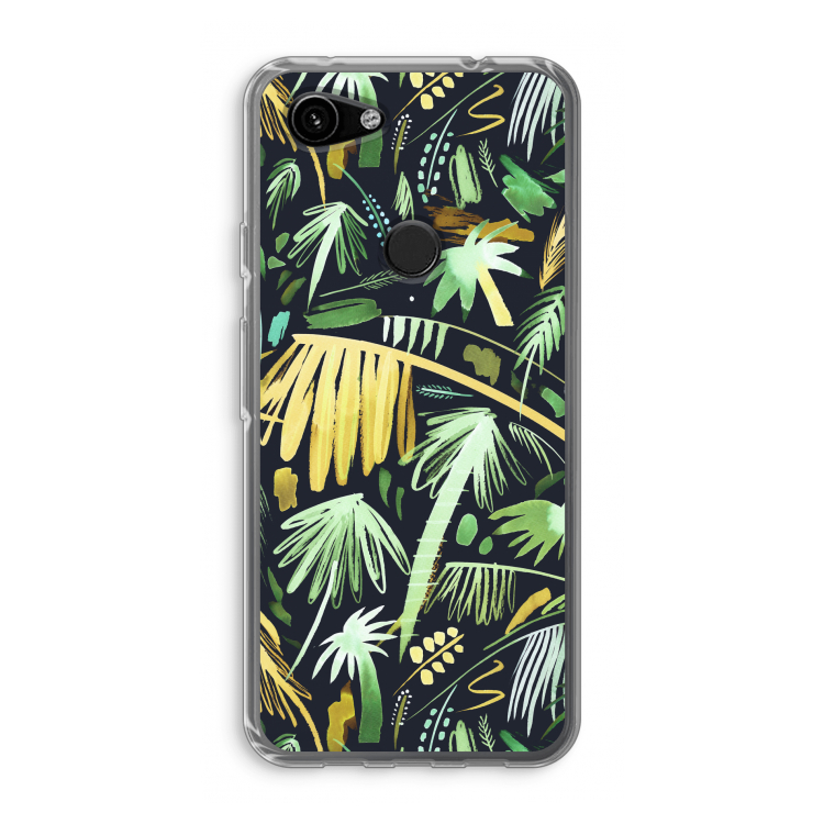 Tropical Palms Dark: Google Pixel 3a Transparant Hoesje