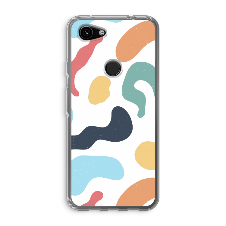 Memphis Shapes Blue: Google Pixel 3a Transparant Hoesje