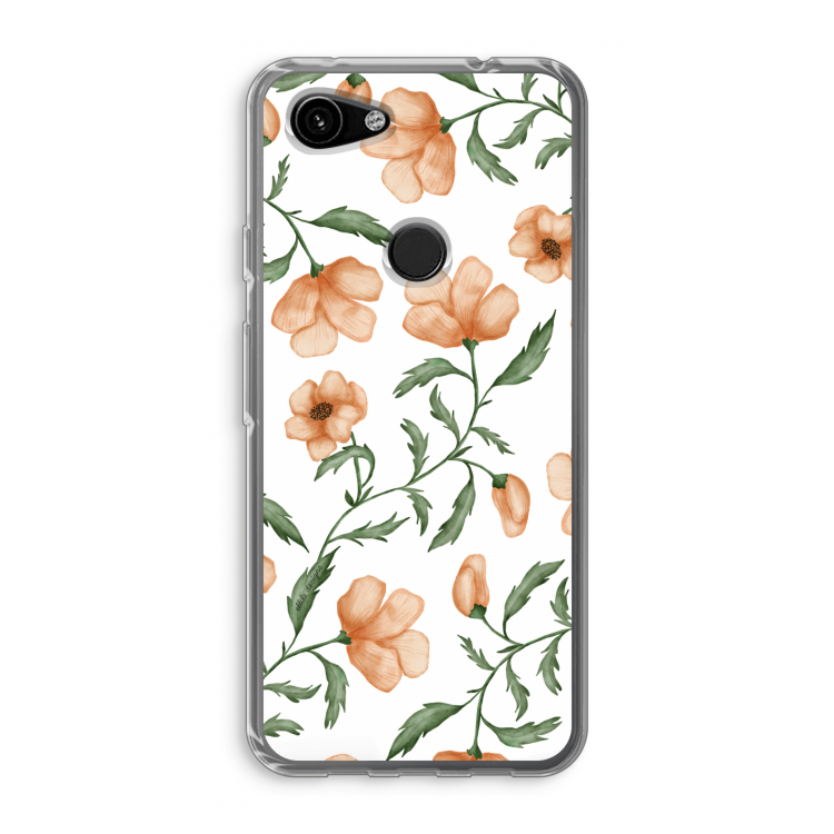 Peachy flowers: Google Pixel 3a Transparant Hoesje