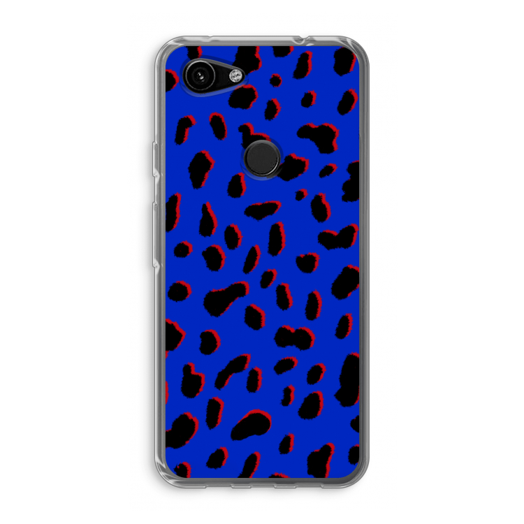 Blue Leopard: Google Pixel 3a Transparant Hoesje