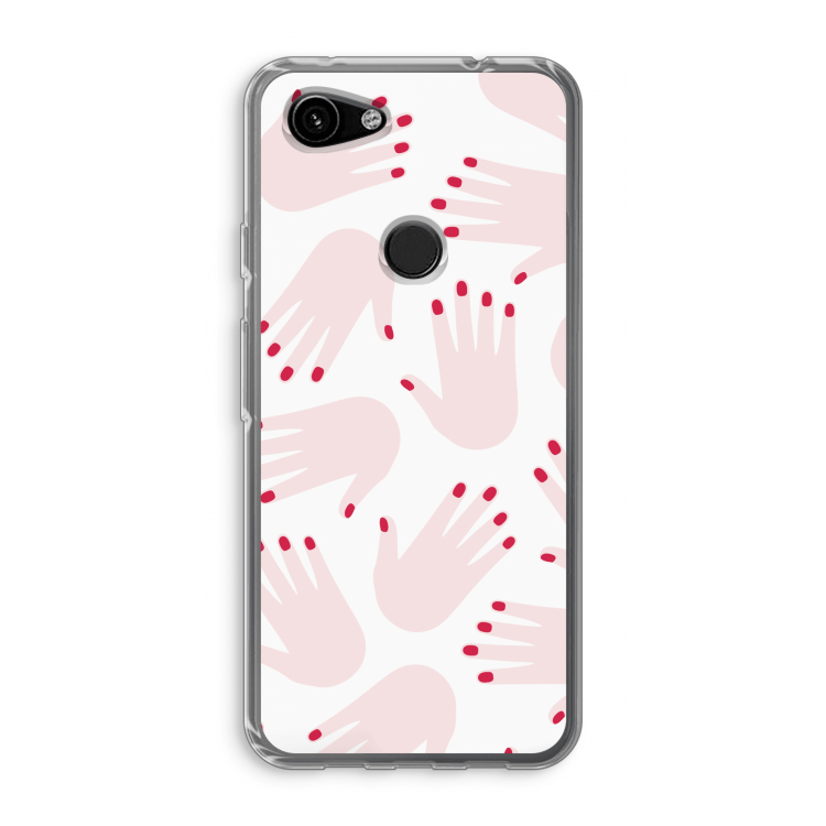 Hands pink: Google Pixel 3a Transparant Hoesje