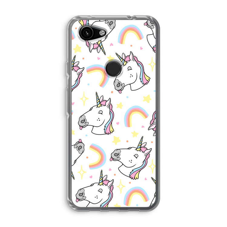 Rainbow Unicorn: Google Pixel 3a Transparant Hoesje