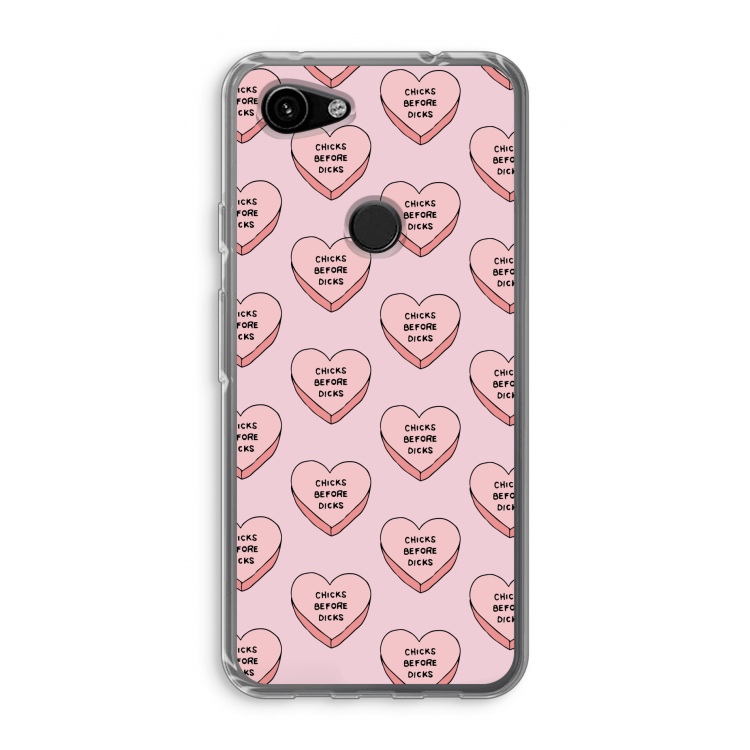 Chicks before dicks: Google Pixel 3a Transparant Hoesje