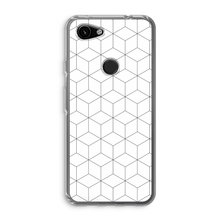 Zwart-witte kubussen: Google Pixel 3a Transparant Hoesje