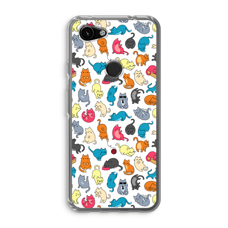 Kleurrijke katten: Google Pixel 3a Transparant Hoesje