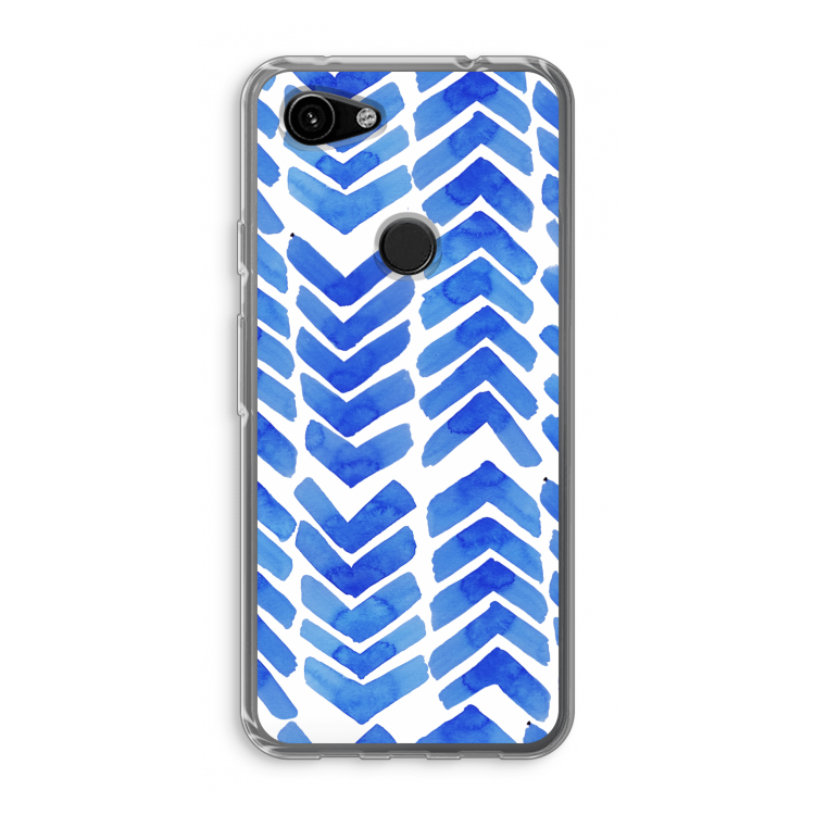 Blauwe pijlen: Google Pixel 3a Transparant Hoesje
