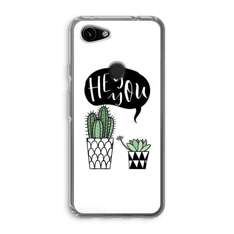Hey you cactus: Google Pixel 3a Transparant Hoesje