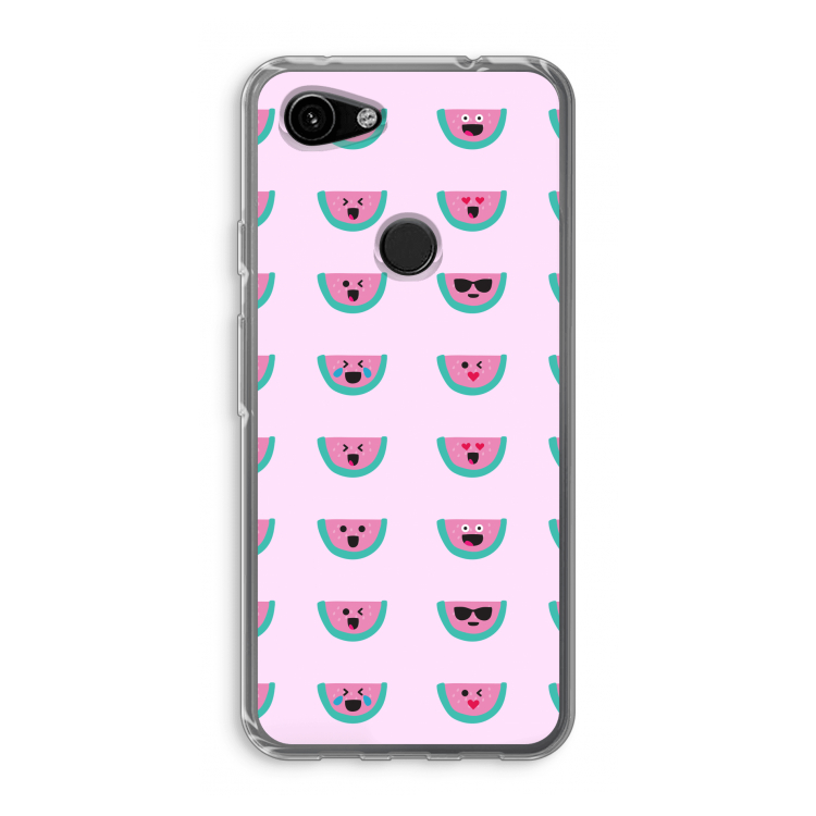 Smiley watermeloenprint: Google Pixel 3a Transparant Hoesje