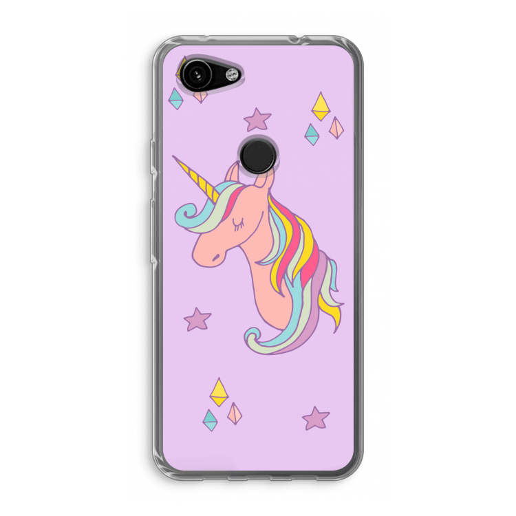 Roze eenhoorn: Google Pixel 3a Transparant Hoesje