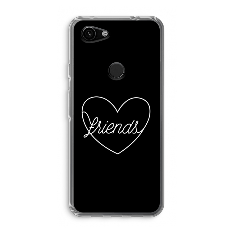 Friends heart black: Google Pixel 3a Transparant Hoesje
