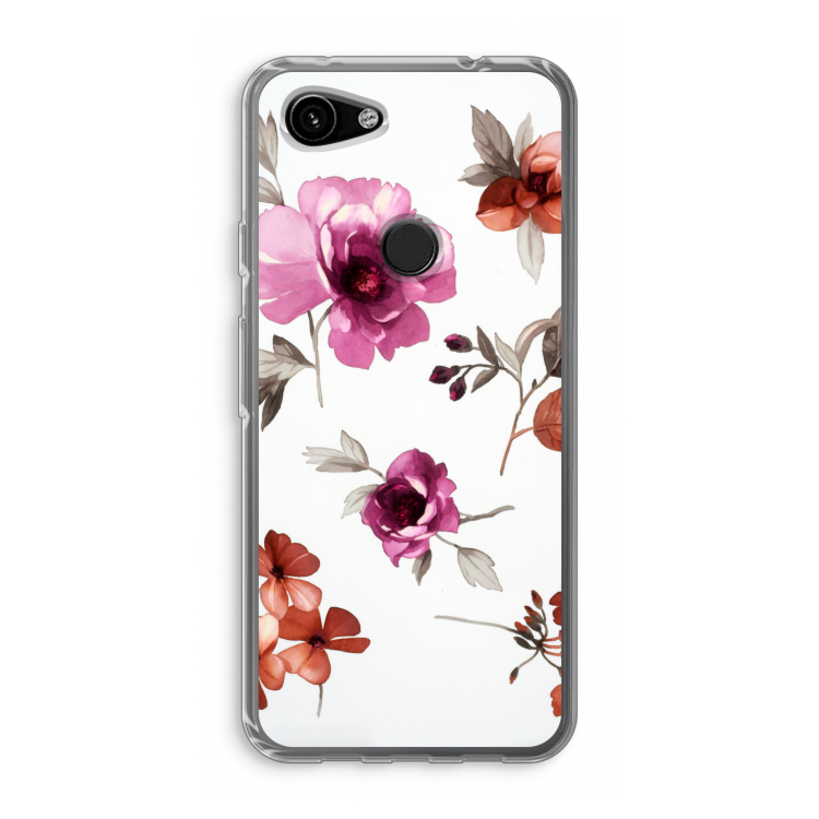 Geschilderde bloemen: Google Pixel 3a Transparant Hoesje