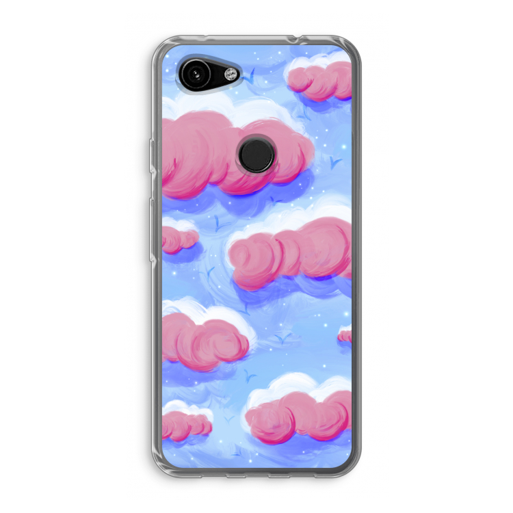 Roze wolken met vogels: Google Pixel 3a Transparant Hoesje