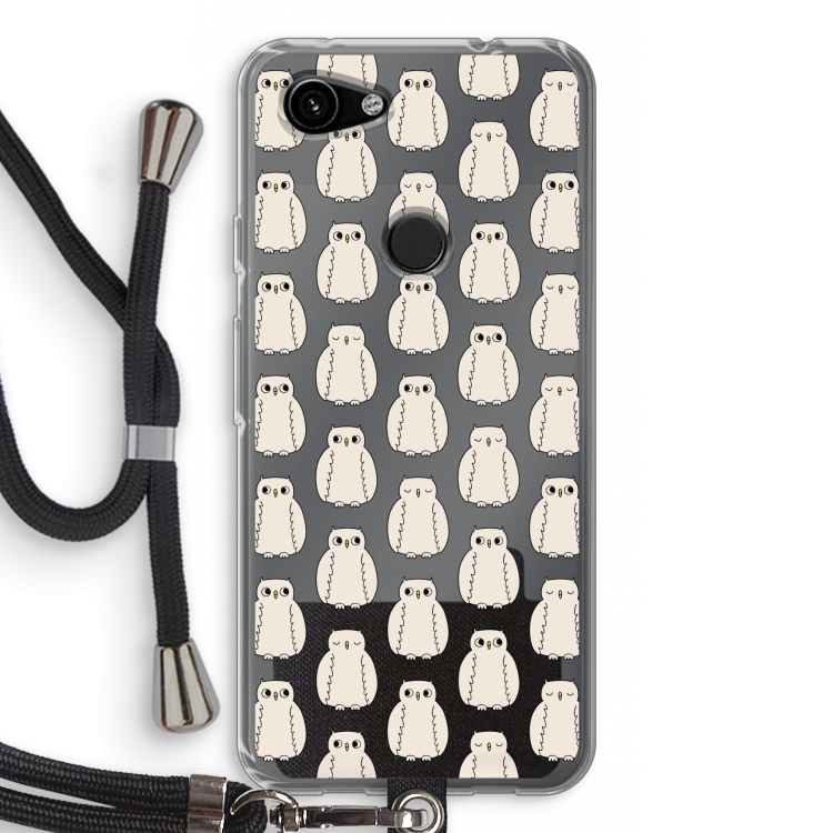 Uilen: Pixel 3a Transparant Hoesje met koord